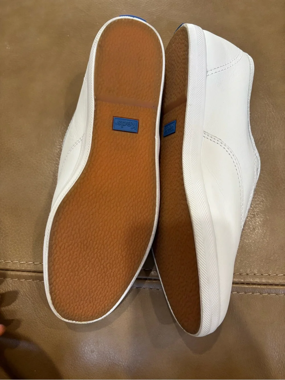 Keds White Women's Slip-On Canvas faux leather minimalist Sneaker